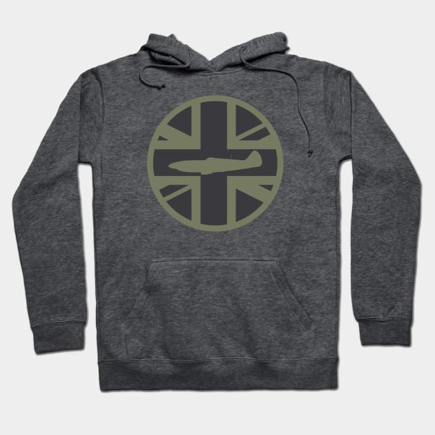 Supermarine Spitfire Union Jack Desert Patch Hoodie by Firemission45